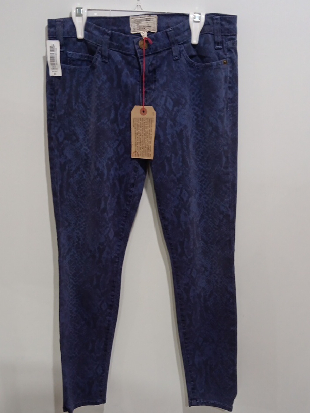 Aritzia Current/ Elliott Medium Blue Snake-Print Skinny Jeans NWT